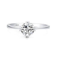 1 Carat Round Solitaire Engagement Ring with Split Prong Basket Featuring a Lovely Tapered Band Set in Sterling Silver Eng048 In Stock