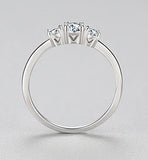 .45ctw Classic Petite Round Three Stone Engagement Ring With Heart Cut Outs Set in Sterling Silver Eng041